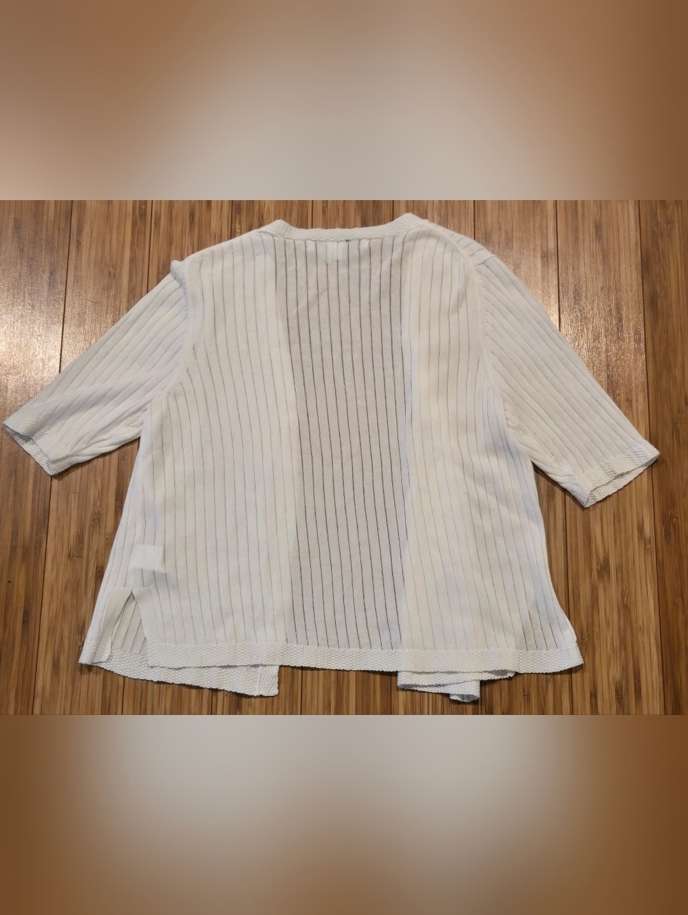 Foxcroft White Ribbed Open-Front Cardigan - Picture 7 of 8